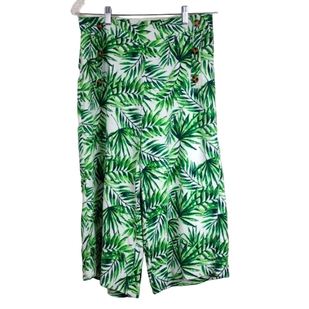 Marc New York Green Linen Wide Leg Capris S